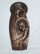 Sacred image Madonna with Jesus height cm 44 x cm 17 in bronze