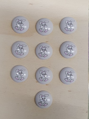 Round Childrens Printed Character Shank Buttons Bunny Rabbit Design 15mm - Picture 3 of 16