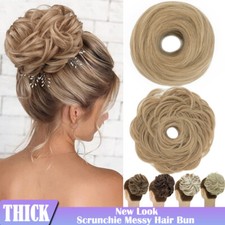 US.LARGE Curly Messy Bun Hair Piece Scrunchie Thick Hair Updo Extension as Human