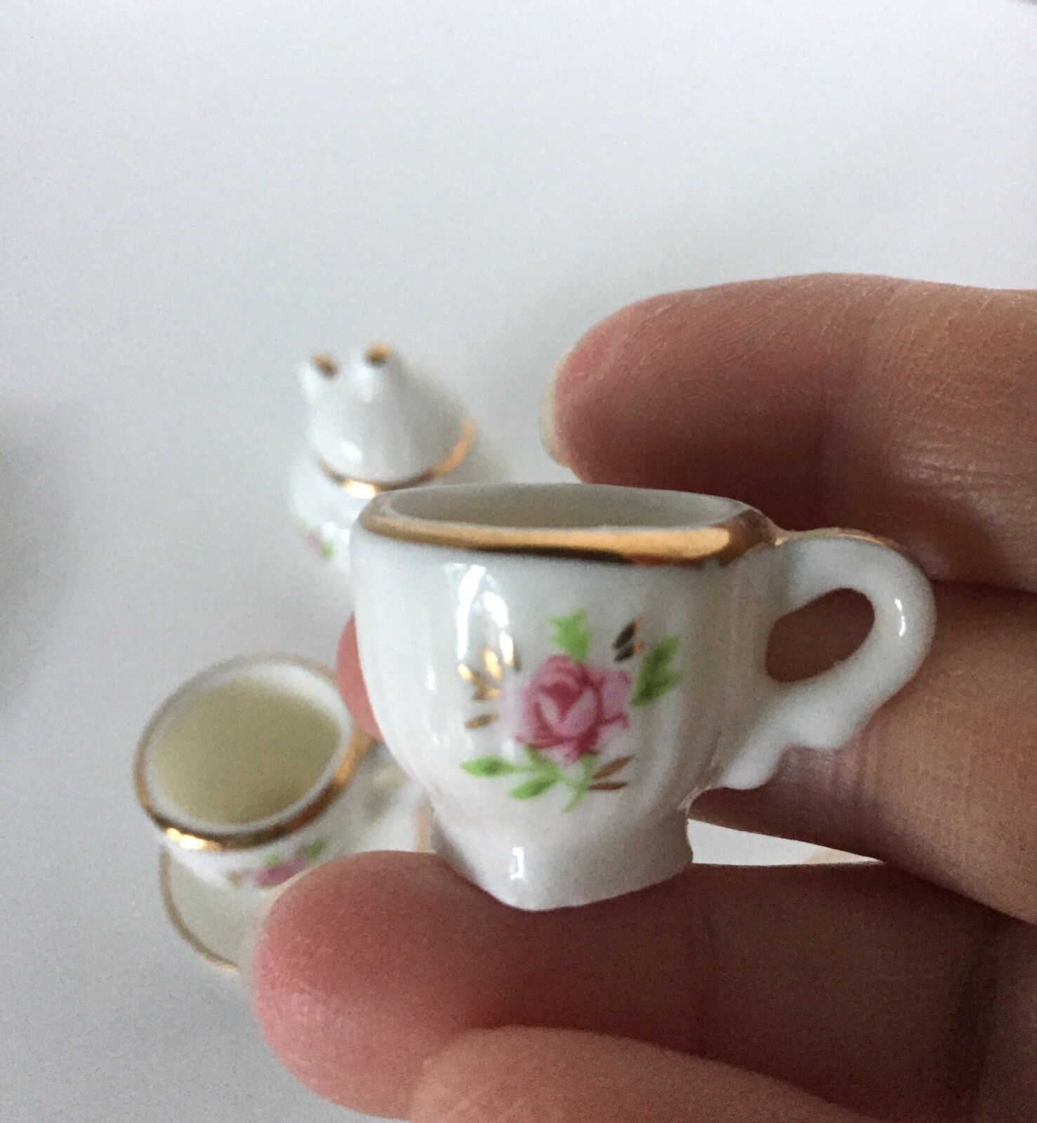 Vintage 10 Piece Mini Miniature Bone China Tea Set Child's Playset