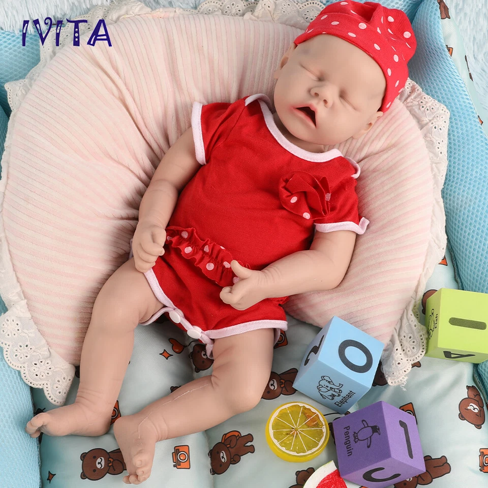 IVITA 46cm Voll Silikon Rebornpuppe Geschlossenen Augen Mädchen Xmas Gifts - Bild 3 von 4