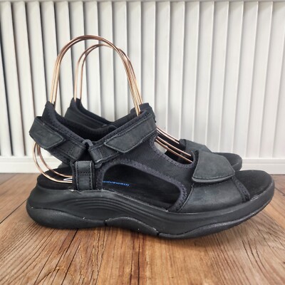 Clarks Wave 2.0 Skip Sandals Womens Sz 8 M Black Strappy Slingback Urban Street