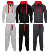 New Mens Authentic Contrast Cord Tracksuit Hooded Zip Gym Jogging Sweatshirt