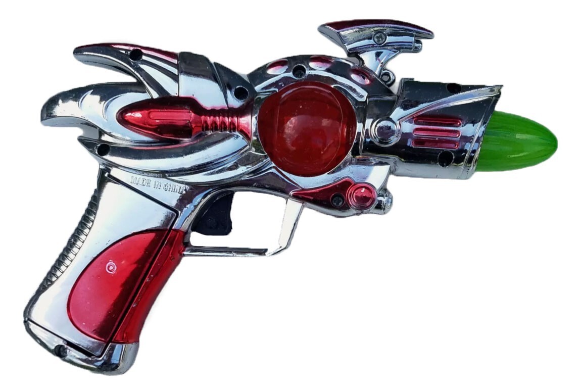 Pistola espacial bláster alienígena pistola intermitente utilería marciana disfraz juguete accesorio