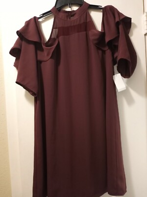 Collective Concepts Burgundy Chiffon Dress off shoulder size M | eBay
