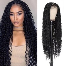 Synthetic Braided Wigs Boho Box Braid Wigs Twisted Lace Braided Wigs Baby Hair