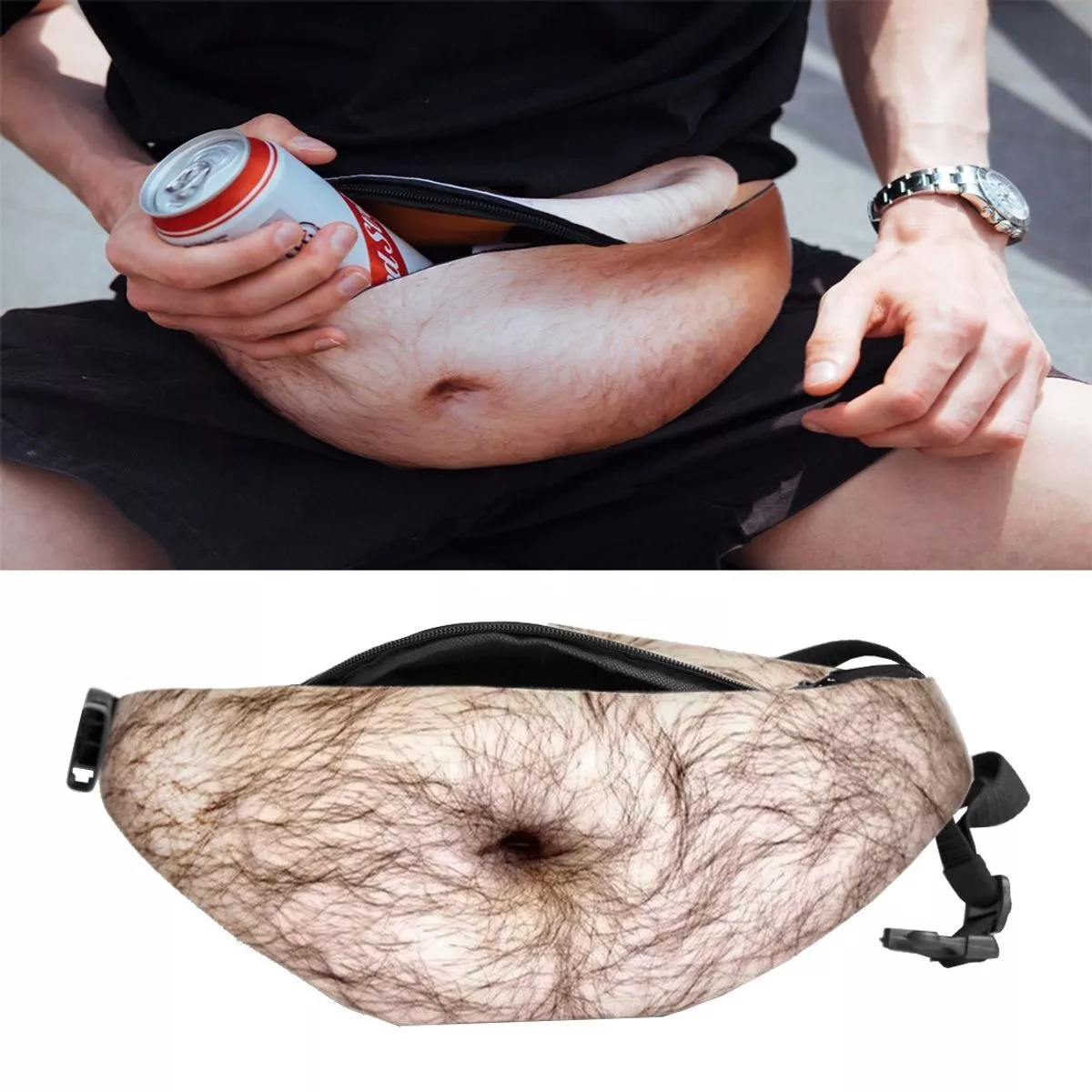 3D Men's Leisure Fanny Pack Beer Belly Funny Bag Belt Bag Bags