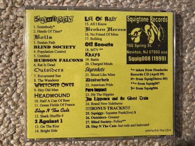 GREASERS PUNKS & SKINS CD COMP 1999 SQUIGTONE SQUIG008 28 TRACKS