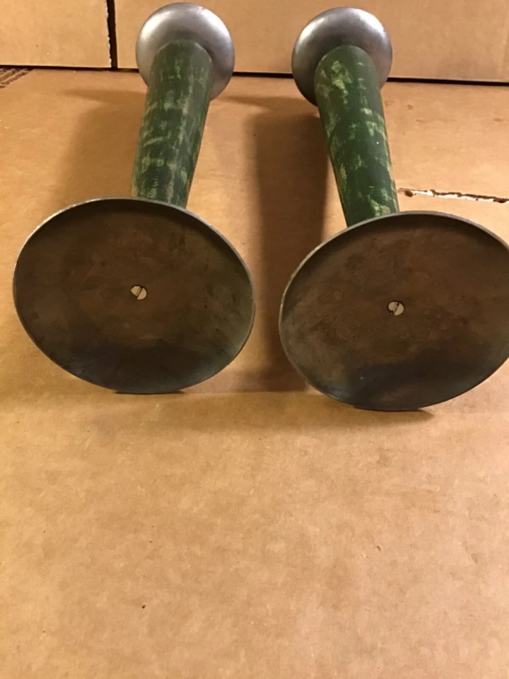 "JUEGO DE 2 CANDELABROS PRIMITIVOS DE METAL RÚSTICO ENVEJECIDO MADERA DE CAMPO 14""" Foto 4 de 4