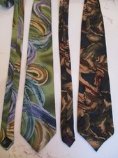 Lot of 2 J. Garcia All Silk Ties, Snake in Struggling Snow  Malachite Valley