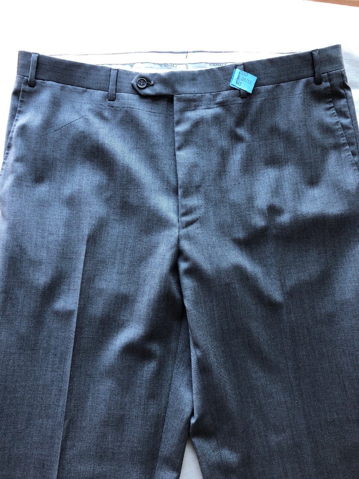 Canali Tessuto Flat Front Classic Fit Wool Dress Pants Size 54 (Grey ...