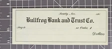 1900s Bullfrog Bank Trust Co. Beatty Nevada Unused Check