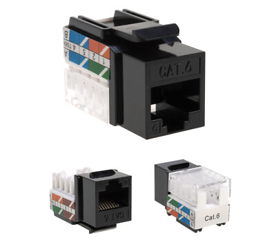 #ad Cat6 Black Keystone Jack 45 Degree Punch Down Network Connector Multi Pack LOT $694.69