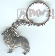 SHELTIE Shetland Sheepdog Dog Pewter Keychain Key Chain Ring NEW