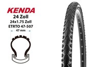 24 Zoll Fahrrad Reifen Kenda Khan 24X1.75 Schwarz 47-507