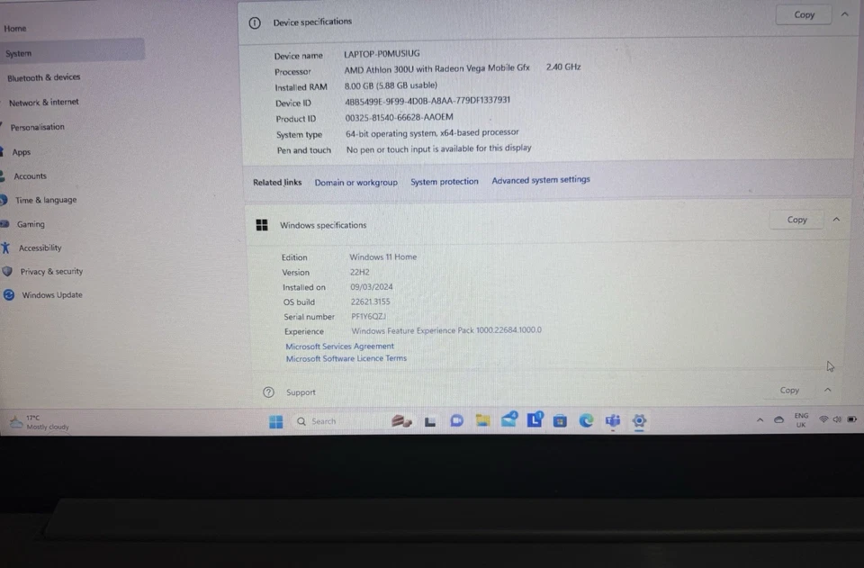 Lenovo IdeaPad L340 17.3", Win11, AMD Ryzen 5-3500, 8GB RAM, 1TB HDD - Image 4 of 4