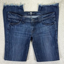 7 For All Making Jeans Women’s 30 (Actual 32x31) Blue Rocker Low Rise Raw Hem