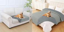 Waterproof Dog Bed Blanket, Soft Pet Blankets 30X53 Inch and 82X82 Inch in Grey/