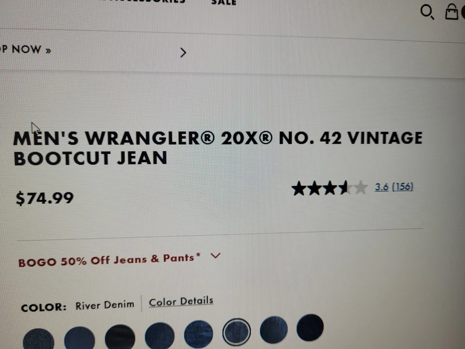 Mens Wrangler 20x No.42 Vintage Bootcut Jean 29x32 lot of 2 - Image 3 of 4