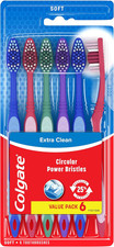 Extra Clean Toothbrush, Soft Toothbrush for Adults, 6 Count Pack of 1 