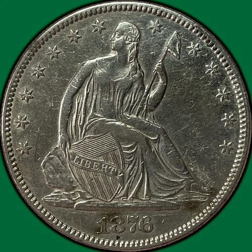 1876 Seated Liberty Half Dollar Extremely Fine XF Coin, Old Cleaning #36666