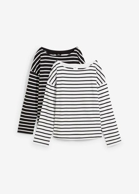 Neu 1er Pack Langarmshirt Gr. 36/38 Weiß Schwarz Damen Oversize-Shirt Oberteil