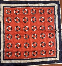 Vtg Ceggali Creazione Nautical Scarf 22x22  Life Savers Red White Blue Japan 109