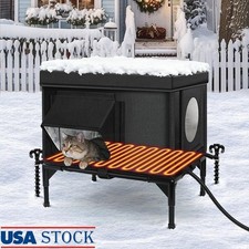 Weatherproof Insulated Outdoor Cat House W/ Escape Door  Elevated Base New