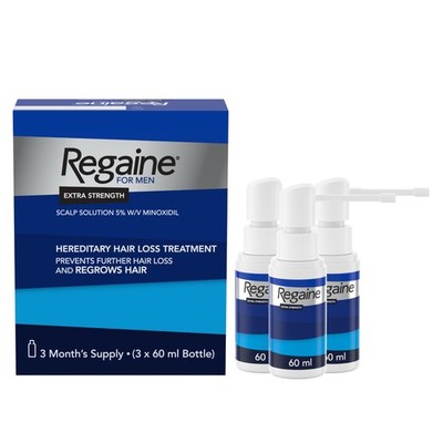 Regaine for Men 5% Minoxidil Extra Strength Scalp 60 ml (3er Pack), weiß 