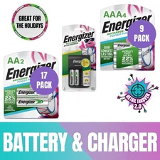 Energizer Power Plus Rechargeable 36-AA & 36-AAA + Charger / Holiday Combo🎅