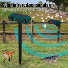 Solar Outdoor Motion Sensor Alarm 2 130db Ultrasonic Siren with 4 Modes Flashing