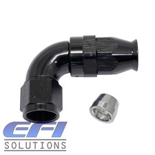 90 Degree Full Flow Teflon PTFE Hose End Fitting 200 Series AN10 Black 573-10BLK