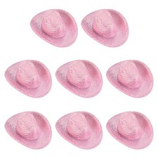 Mini Cowboy Hats, 8 Pcs Miniature Western Hat, Glitter Dot Style, Light Pink