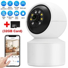 Camara De Seguridad WiFi 1080P HD Inalambrica 360  Con Vision Nocturna y Audio