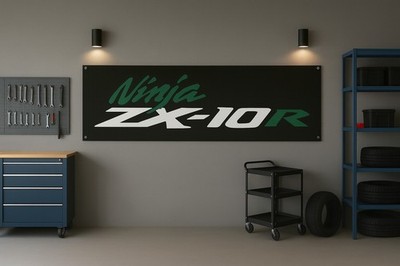 Green Ninja ZX-10R Superbike Flag 71x24'' Kawasaki Racing Motorcycle Banner