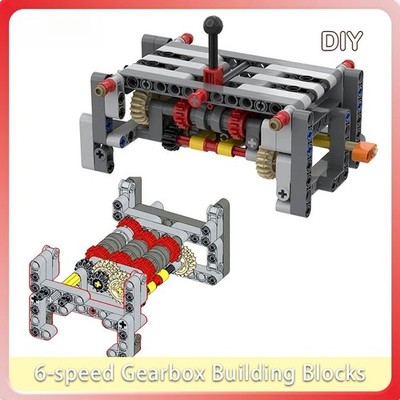 6-Speed Gearbox Building Blocks  w Reverse Gear MOC Technical Differential Model