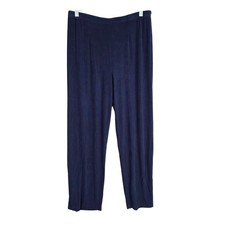 Womens Coldwater Creek Navy Blue Stretch Slinky Pants Acetate Blend Size L