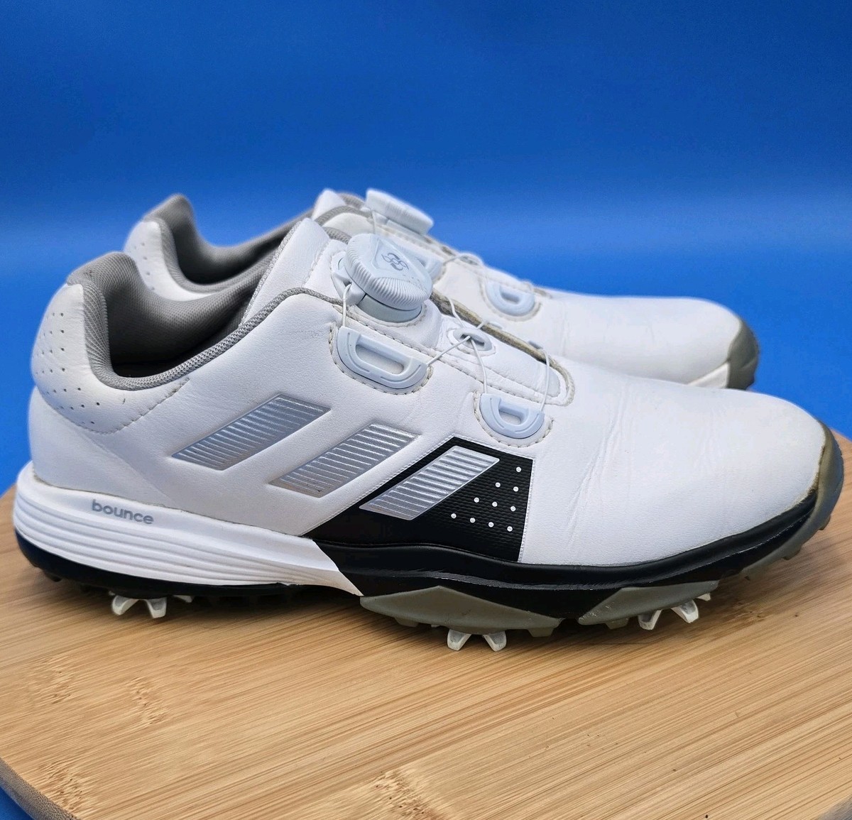 Adidas Jr. Adipower Bounce BOA Golf Shoe Spikes White Junior