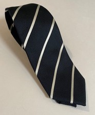 Hugo Boss Dark Blue Diagonal Stripe Textured 58" Tie - Made in Italy