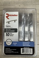(Pack of 10) Richelieu DP65076195 Metal Cabinet Handle Pull Brushed Nickel 3"