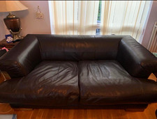Nick Brown Leather Solid 2 Seater Sofa