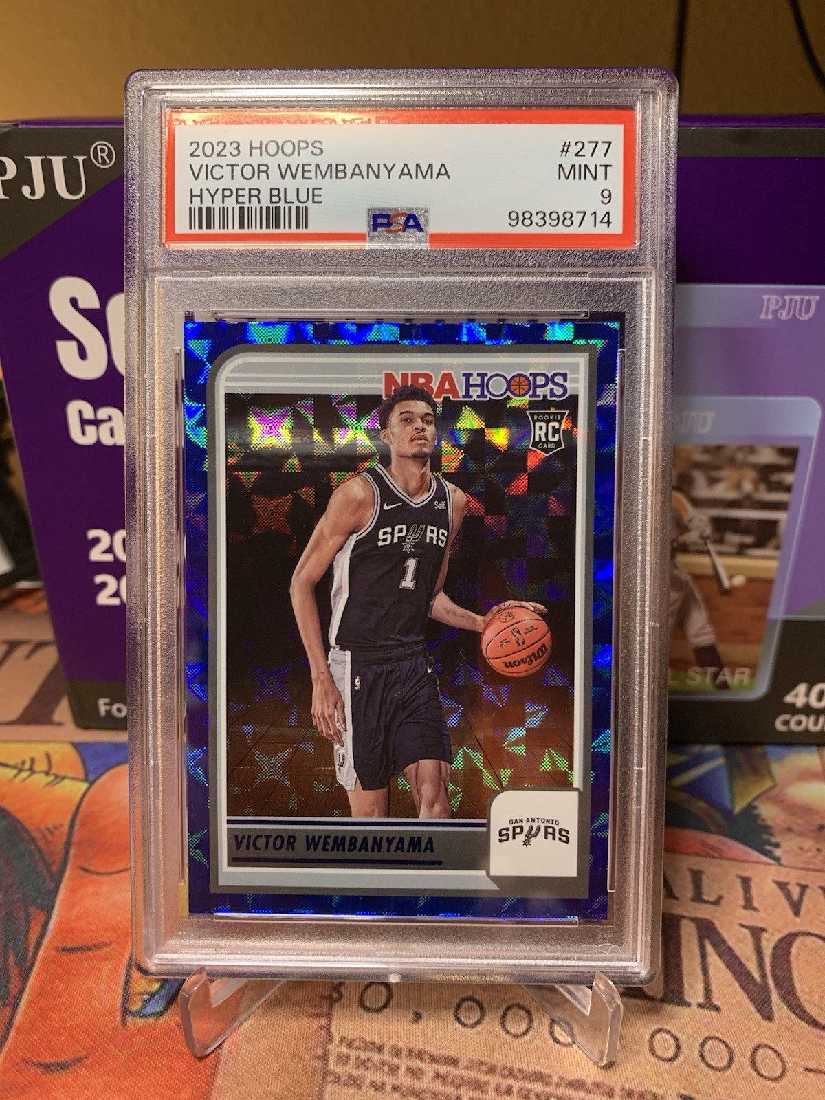 2023 PANINI NBA HOOPS #277 VICTOR WEMBANYAMA HYPER BLUE PARALLEL SP PSA 9! 👽