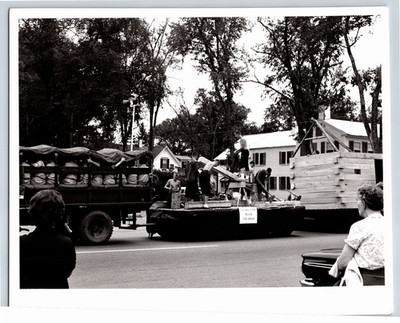 Boys Building House on Parade Float Fryeburg FAIR MAINE CAMP ETTOWAH 1962 Photo