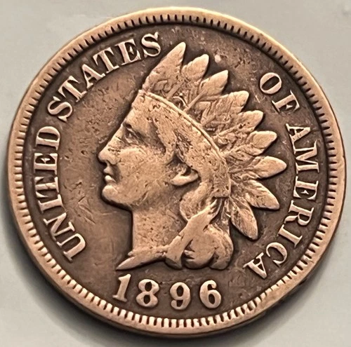 1896 Indian Head Cent Penny VF Partial Liberty Sharp Reverse BN421