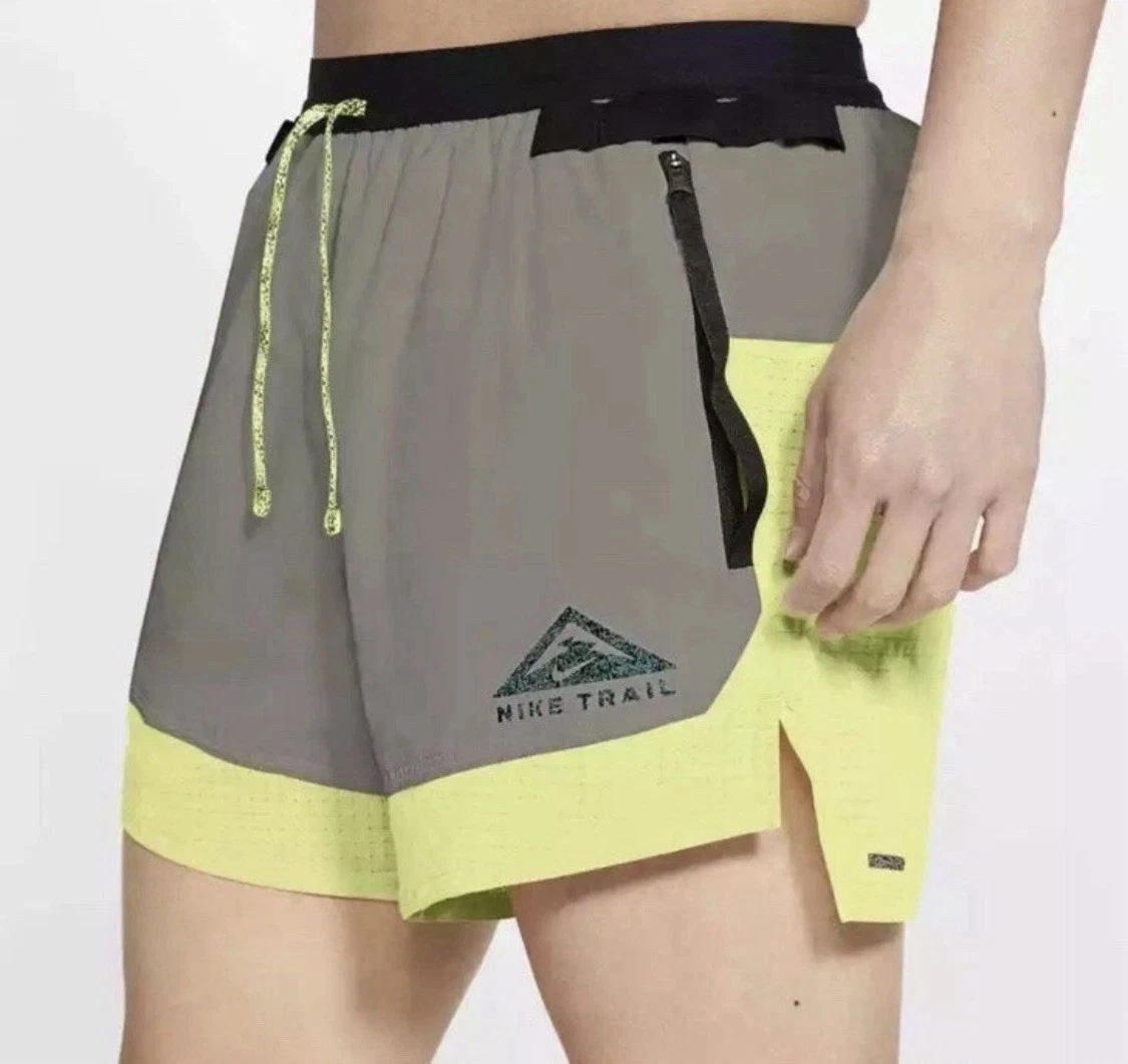 Nike Trail Running Shorts Light Lemon Twist Men L CZ9052-736