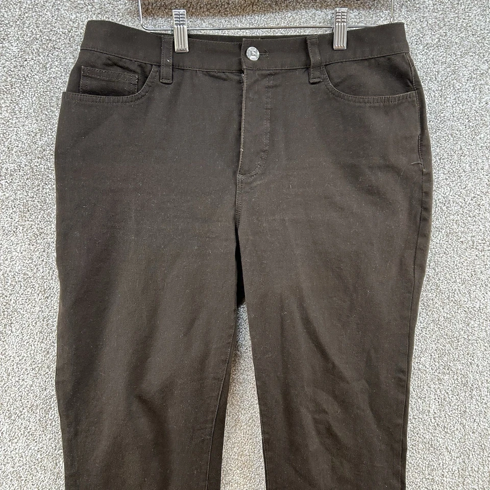 Pantalones de mezclilla para mujer Chaps talla 10 marrón tiro alto pierna recta elásticos Foto 2 de 4