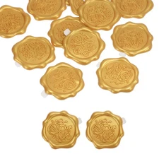 Wax Seal Stickers 12 Pcs Embossed Self Adhesive for You Sticker, Gold Tone
