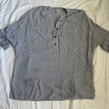 Show Me Your Mumu Striped Black White Henley Button Split Neck Oversize Tunic S