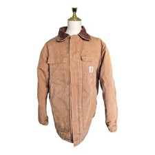 Vintage Carhartt Chore Coat Jacket Brown Duck Canvas Quilt Lined Barn Jacket 46