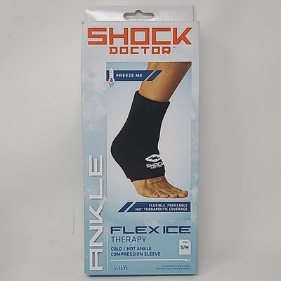 Shock Doctor Flex Ice Therapy Ankle Compression Sleeve S/M Cold Hot Support